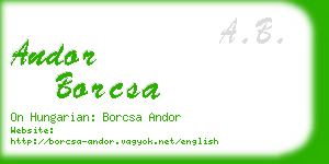 andor borcsa business card